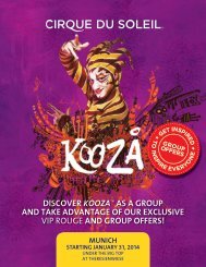 discover koozaâ¢ as a group and take advantage ... - Cirque du Soleil