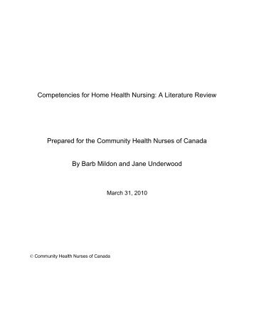 Competencies for Home Health Nursing: A Literature Review