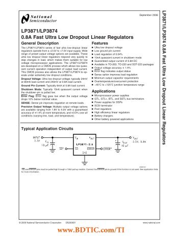 LP3871/LP3874 0.8A Fast Ultra Low Dropout Linear Regulators