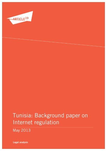 Tunisia: Background paper on Internet regulation - Article 19