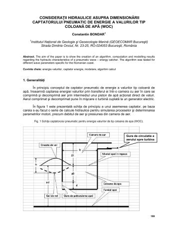 Consideratii hidraulice asupra dimensionarii ... - GeoEcoMar