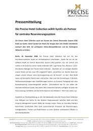 Pressemitteilung Die Precise Hotel Collection wählt SynXis als ...