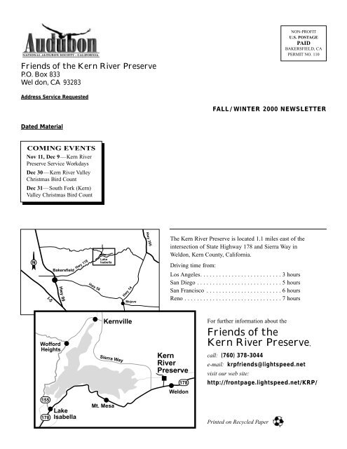 Fall/Winter '00-'01 - Kern River Preserve - National Audubon Society