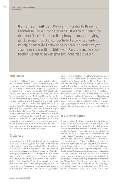 GeschÃ¤ftsbericht 2012 - Panalpina Annual Report 2012