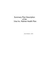 Summary Plan Description of the Visa Inc. Retiree Health Plan
