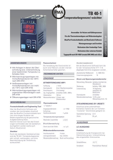 TB 40-1 - PMA Prozeß- und Maschinen-Automation GmbH