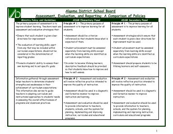 Algoma District School Board Assessment, Evaluation, and Reporting