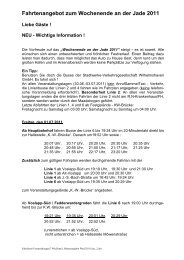 Fahrtenangebot zum Wochenende an der Jade 2011