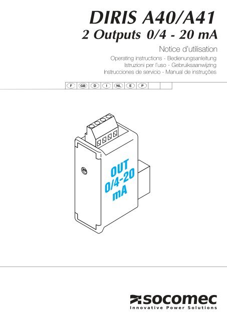 DIRIS A40/A41 2 Outputs 0/4 - 20 mA - Socomec