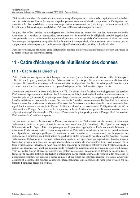 Transports intelligents Mise en Åuvre de la directive 2010/40=