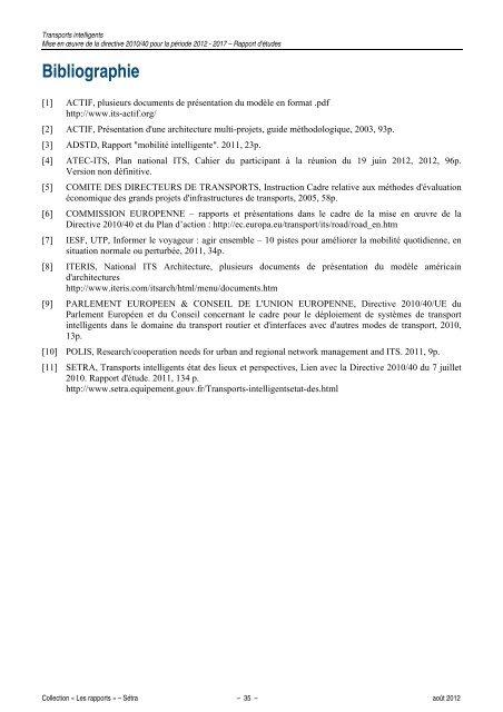 Transports intelligents Mise en Åuvre de la directive 2010/40=