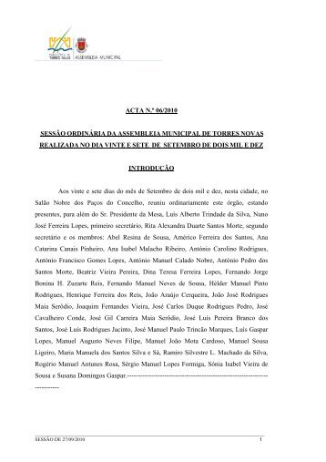 ACTA_6 SessÃ£o27Setembro.pdf - CÃ¢mara Municipal de Torres Novas