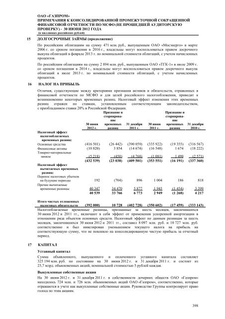 III квартал - Газпром