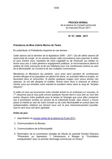 11 Presidence De Mme Valerie M Morges 11 Presidence De Mme Valerie M Morges