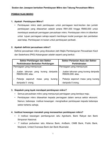 Soalan dan Jawapan berkaitan Pembiayaan Mikro ... - Banking Info