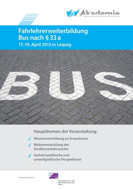 Fahrlehrerweiterbildung Bus nach § 33 a - VDV-Akademie