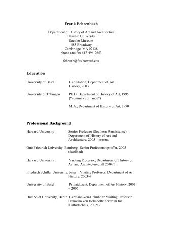 Frank Fehrenbach, Harvard University - iSites - Harvard University