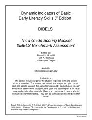 Dynamic Indicators of Basic Early Literacy Skills 6th Edition DIBELS ...