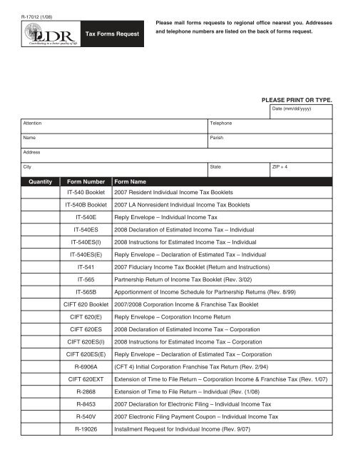 tax forms request please