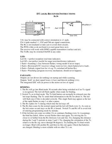 DT 2.4GHz RECEIVER INSTRUCTIONS Rx36 3-6v ... - Deltang.co.uk