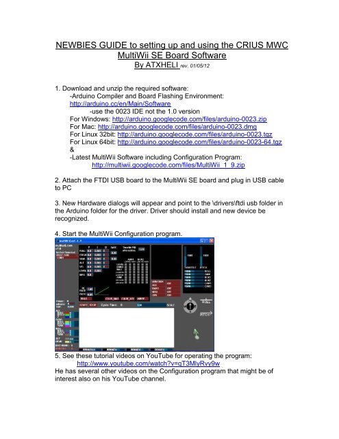 NEWBIES GUIDE to setting up and using the CRIUS MWC MultiWii SE ...