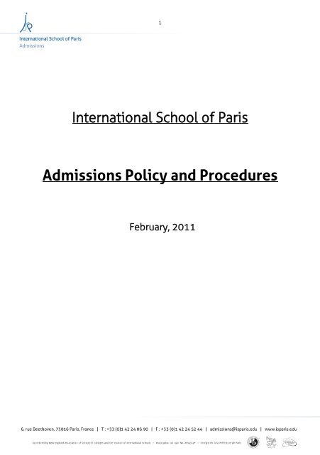 ISP Admissions Policy - International School of Paris