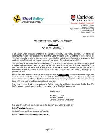 welcome to the shad valley program hosted by carleton university
