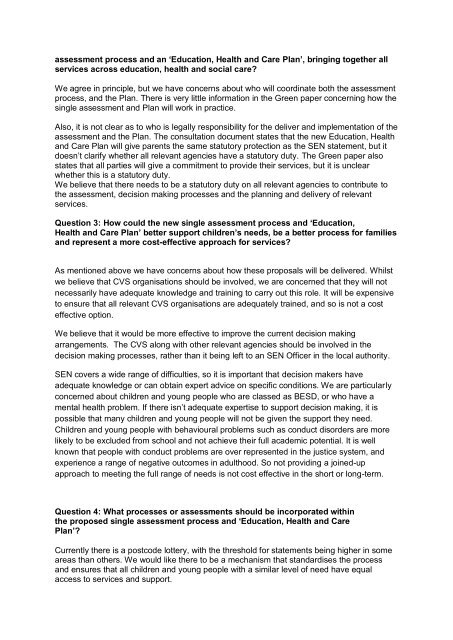 Response to the SEN green paper - YoungMinds