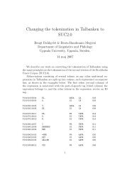 Changing the tokenization in Talbanken to SUC2.0 - Stp