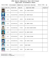 DTE Centre Admission Test-2013(June) Applicant Attendance Sheet