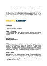 METRO AG Metro Finance B.V. - METRO GROUP