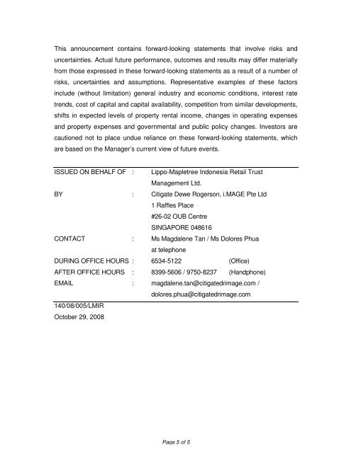 Press Release (111 KB) - Lippo Malls Indonesia Retail Trust ...