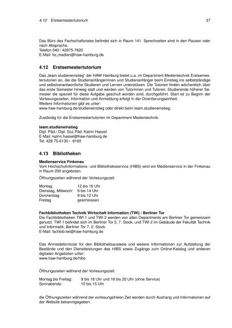 Fakult¨at Design, Medien, Information Department Medientechnik ...