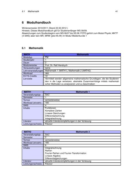 Fakult¨at Design, Medien, Information Department Medientechnik ...