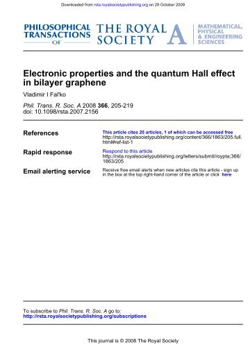 in bilayer graphene Electronic properties and the quantum Hall effect