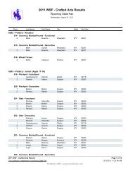 2011 WSF - Crafted Arts Results - Wyoming State Fair and Rodeo
