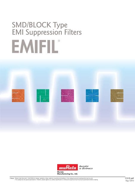 SMD/BLOCK Type EMI Suppression Filters "EMIFIL" - Murata