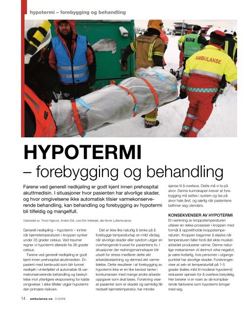 Hypotermi Ã¢Â€Â“ forebygging og behandling (PDF)