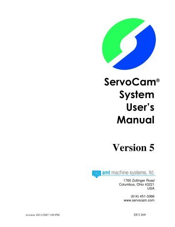 ServoCamÂ© User's Manual 5 - AMT Machine Systems