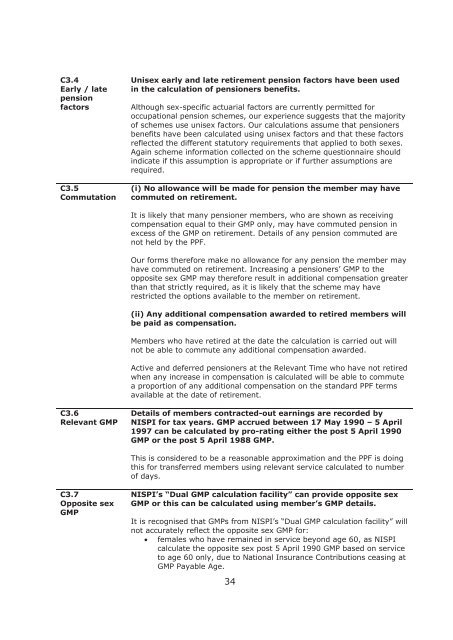 Statement on Equalisation for GMPs AND the application of a ...