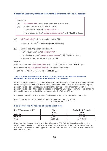 Statement on Equalisation for GMPs AND the application of a ...