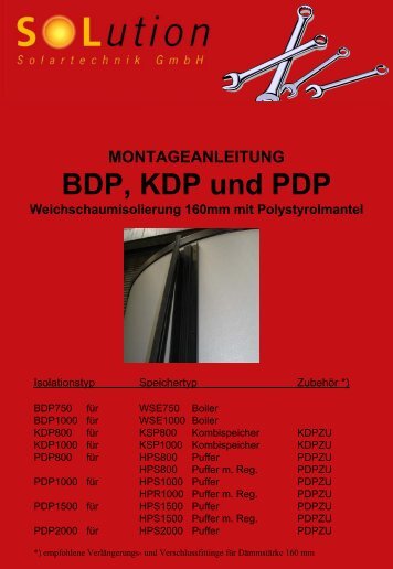 MONTAGEANLEITUNG BDP, KDP und PDP ...