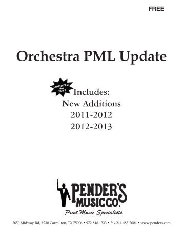 New UIL Orchestra Additions for 2012 - Pender's Music Company