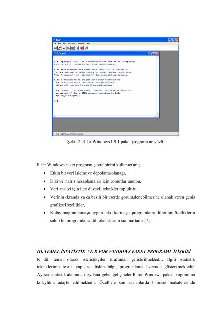 TEMEL İSTATİSTİK EĞİTİMİNDE R FOR WINDOWS PAKET ...