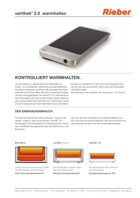 varithekÃ‚Â® 2.0 warmhalten - Rieber GmbH & Co. KG