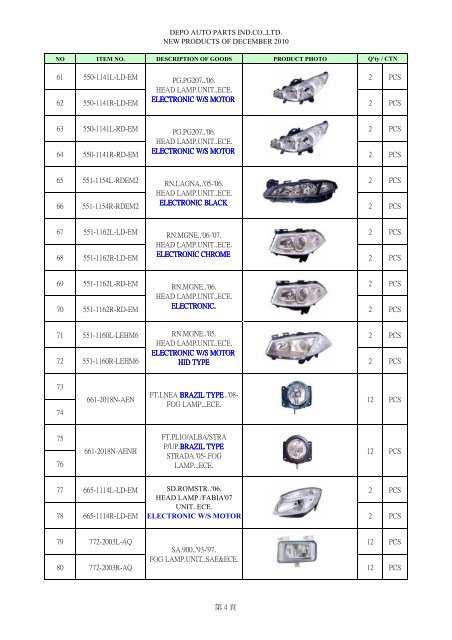 depo auto parts ind.co.,ltd. new products of december 2010 1 212 ...