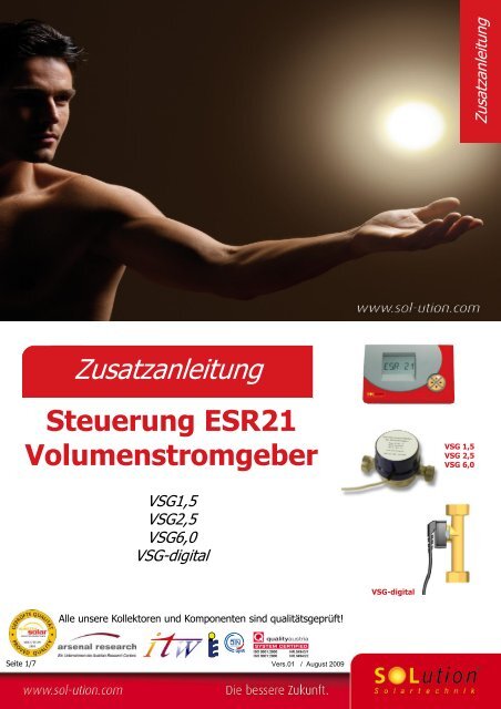 Zusatzanleitung Steuerung ESR21 Volumenstromgeber