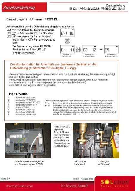 Zusatzanleitung Steuerung ESR21 Volumenstromgeber