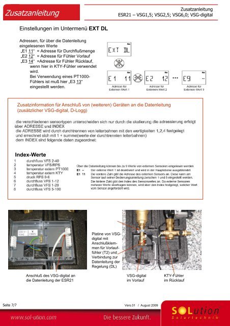 Zusatzanleitung Steuerung ESR21 Volumenstromgeber