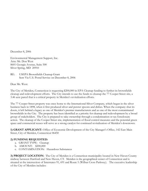 Narrative proposal â single spaced, max 17 pages - City of Meriden